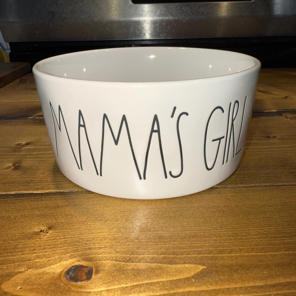 Rae Dunn Mamas Girl Large Ceramic Pet Dog Bowl Artisan Stoneware